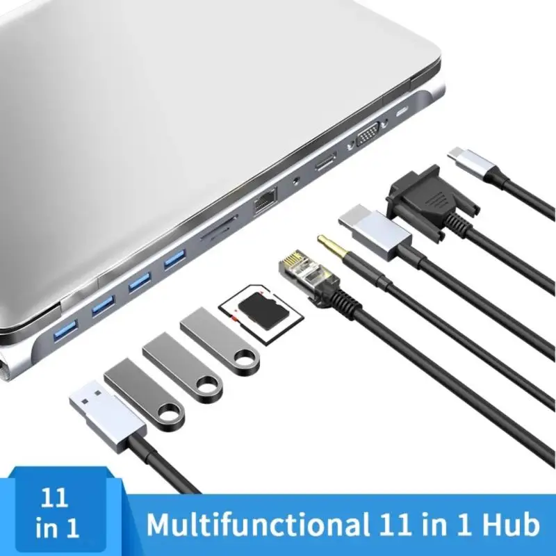 

in 1 Type C Dock USB Hub 3.0 Splitter Multiport Adapter 4K HDMI-compatible RJ45 SD/TF VGA PD for MacBook iPad Laptop