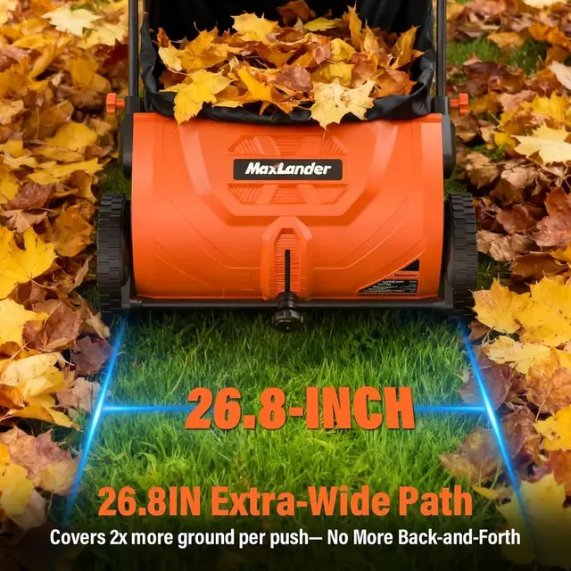 21 Adjustable Lawn Sweeper with 3.5 Cubic Ft. Hopper for Leaves, Grass, and Debris 3