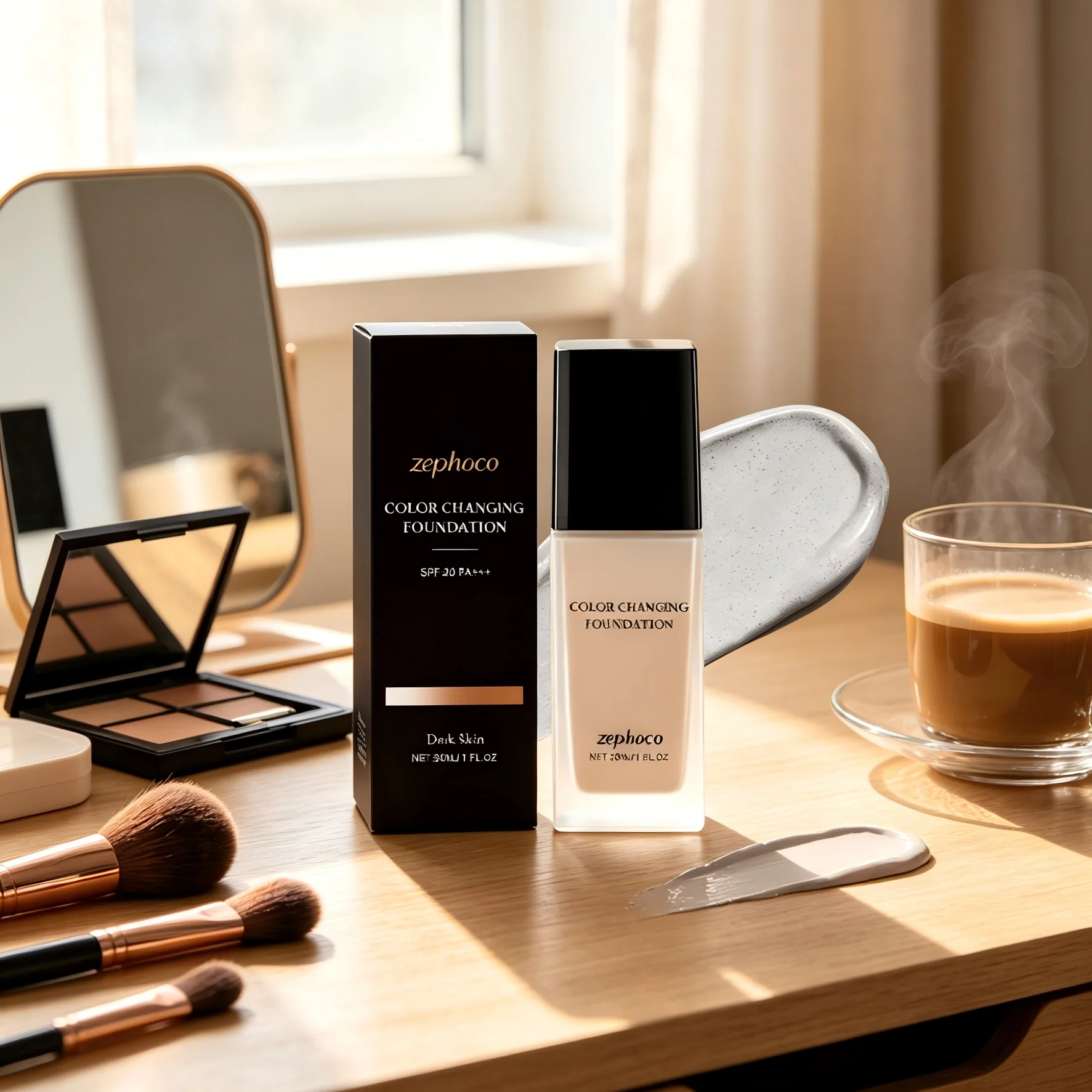 Zephoco Liquid Foundation Color Changing Spf 20 Pa+++ Cover Blemishes Flawless Finish High Coverage Base Makeup Foundation 30ml_voghion.com