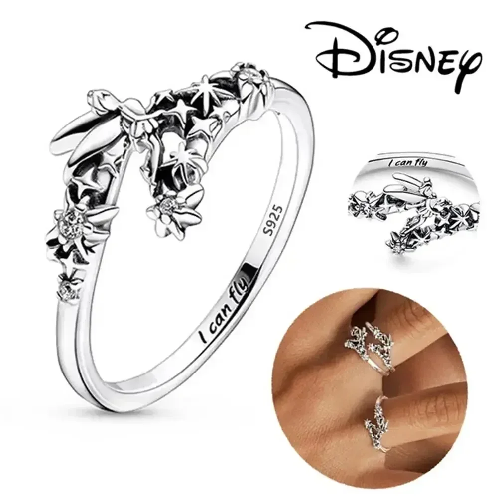 100% 925 sterling silver Mickey Minnie Sparkling Head Princess Flower Daisy Ring Original Holiday Jewelry Love Wedding Ring Gift 4