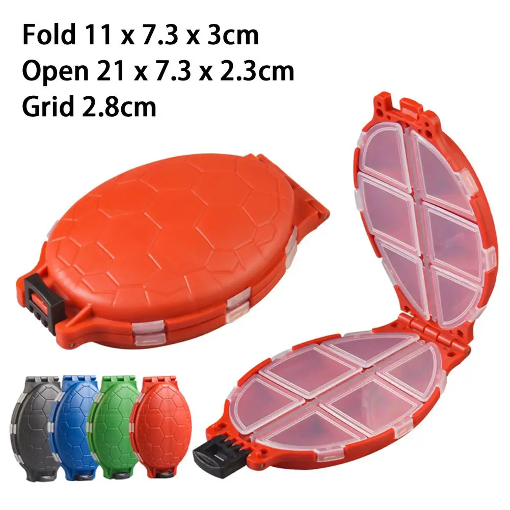 цена 2Pcs Turtle Shaped Fishing Storage Box Multicolor 12 Compartments Fishing Tackle Accessories Organizer Dropshipping Wholesale