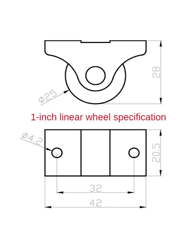 Rueda lineal para muebles de 1 pulgada, polea de plástico rígido Pp, silenciosa, direccional, fija, pequeña, 4 unidades por lote