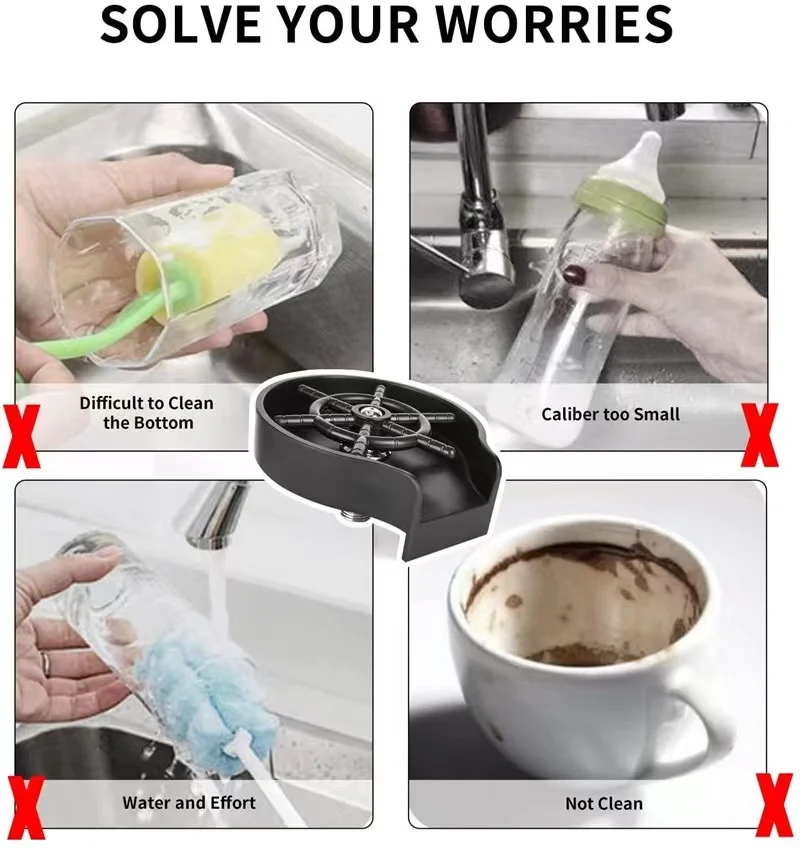 High Pressure Faucet Glass Rinser Automatic Glass Cup Washer Bar Kitchen Beer Milk Tea Cup Cleaner Sink Accessories glass rinser