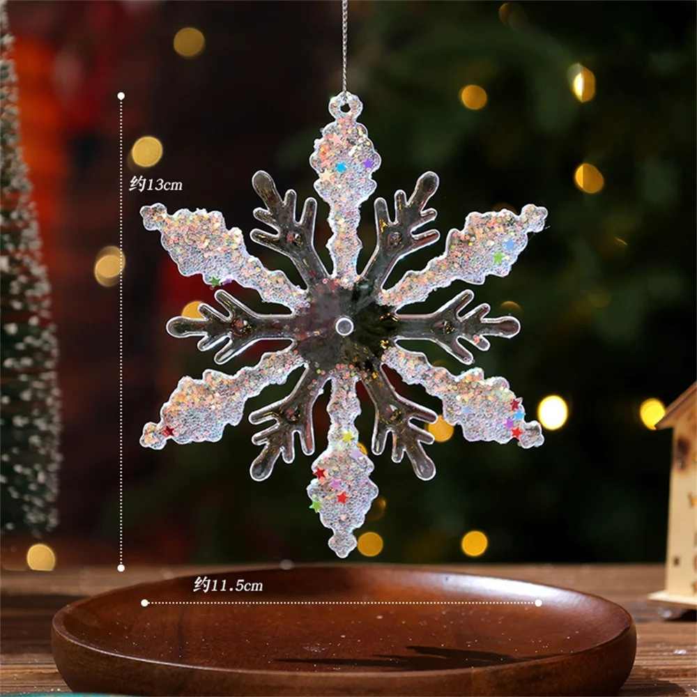 thumbnail image 1 of Crystal Clear Snowflake Christmas Tree Pendants Acrylic Elk Wreath Decorations For Holiday Party Transparent Hanging Ornament, 1 of 5