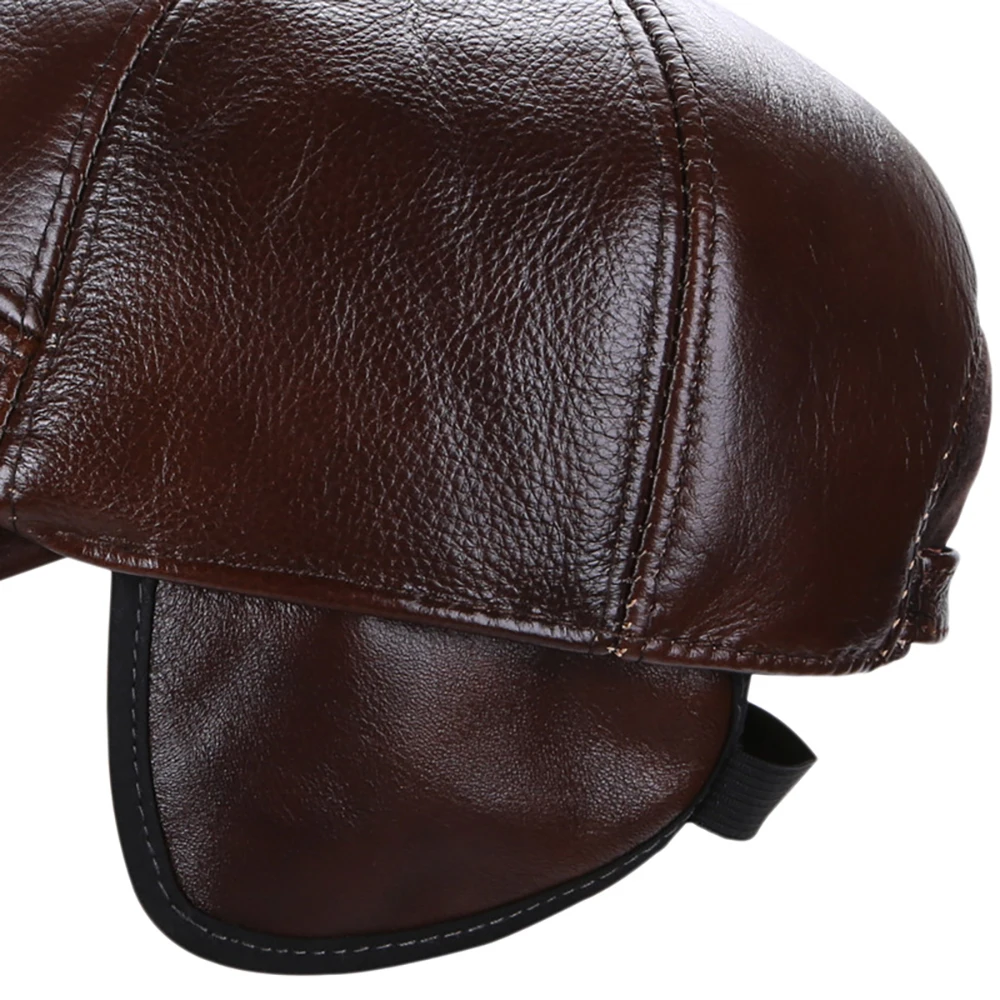 New Genuine Leather Baseball Cap Men Brand Genuine Cowhide Hat Snapback Adjustable Autumn Winter Real Leather Peaked Hats