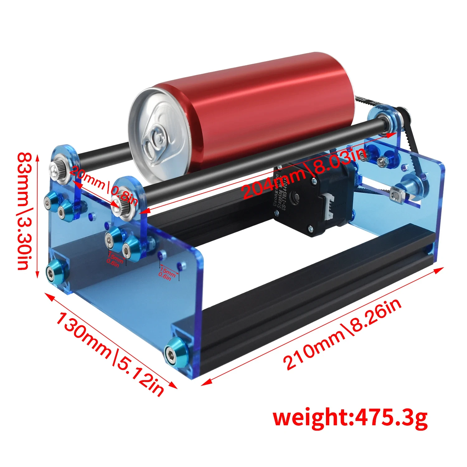 Laser Engraver Head TWOTREES Laser Universal Laser Engraver Y-Axis Rotary Shaft Rotary Roller 360 Degree Rotating For Engraving Cylindrical Objects