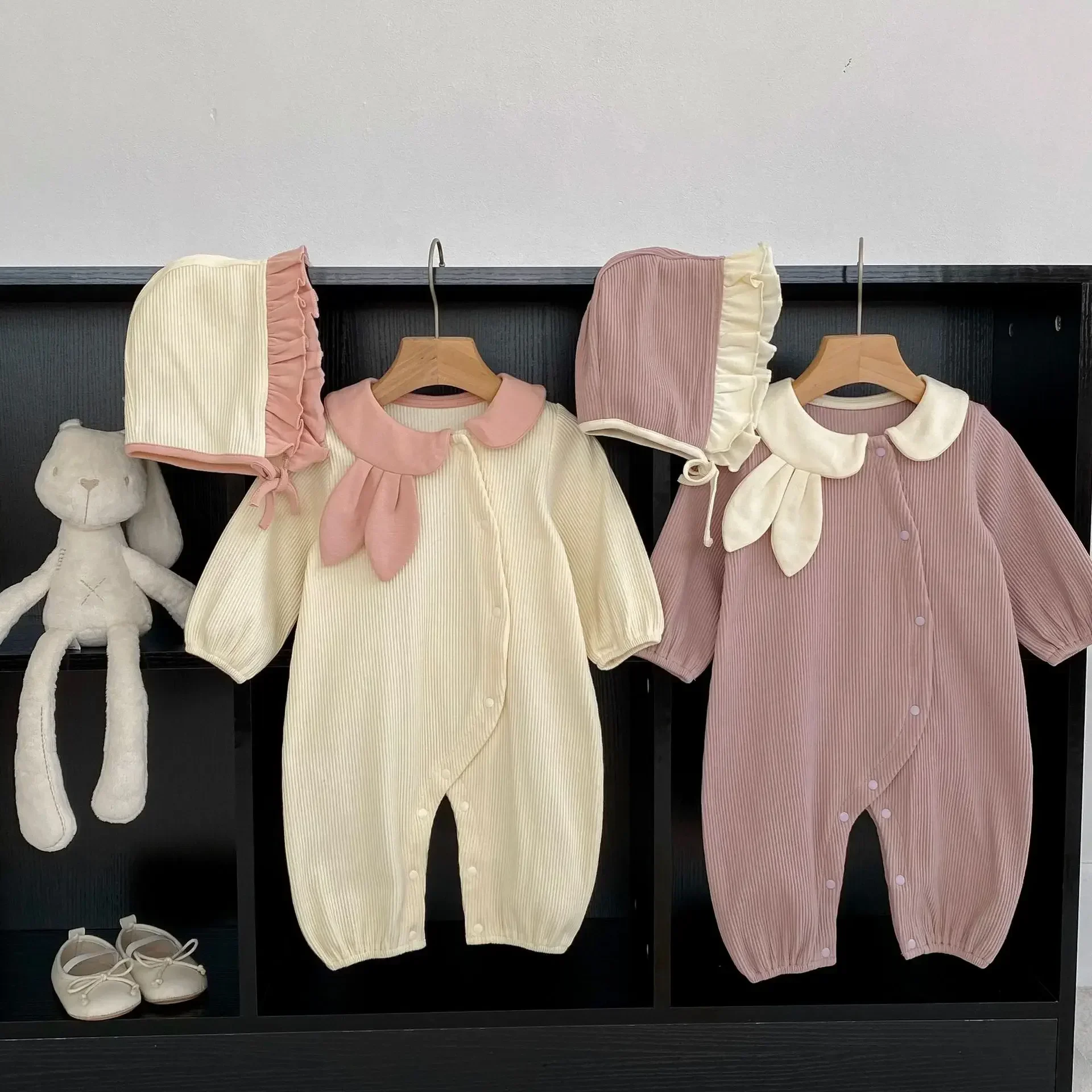 

0-24M Newborn Kid Baby Girl Autumn Winter Clothes Long Sleeve Romper Cute Cotton Jumpsuit with Hat Warm Baby Costume Outfit
