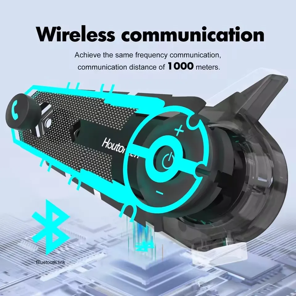 1/2 PCS Houtonsen S6 Motorcycle Intercom Helmet Bluetooth Headset 2 Riders 1000M Interphone Communicator Waterproof Full-duplex