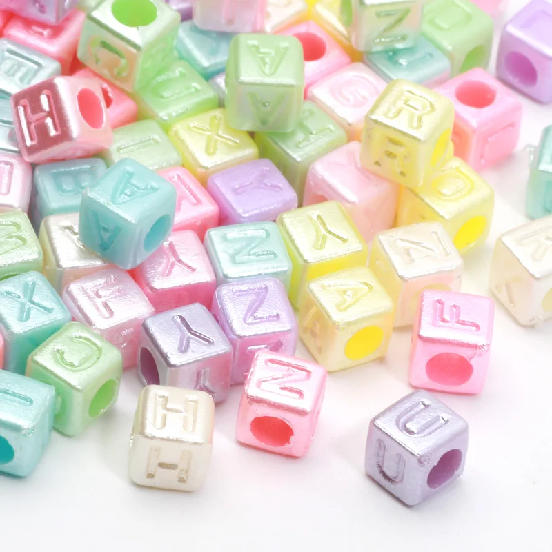 50pcs 6mm Colorful Square Alphabet Acrylic Letter Beads For DIY Jewelry  Making Necklaces Bracelets Pendants Personality Material