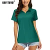KEFITEVD Summer UV Protection T-Shirt Women's UPF 50+ V Neck Polo Shirts Short Sleeve Quick Dry Lightweight Sport Golf Shirts 4