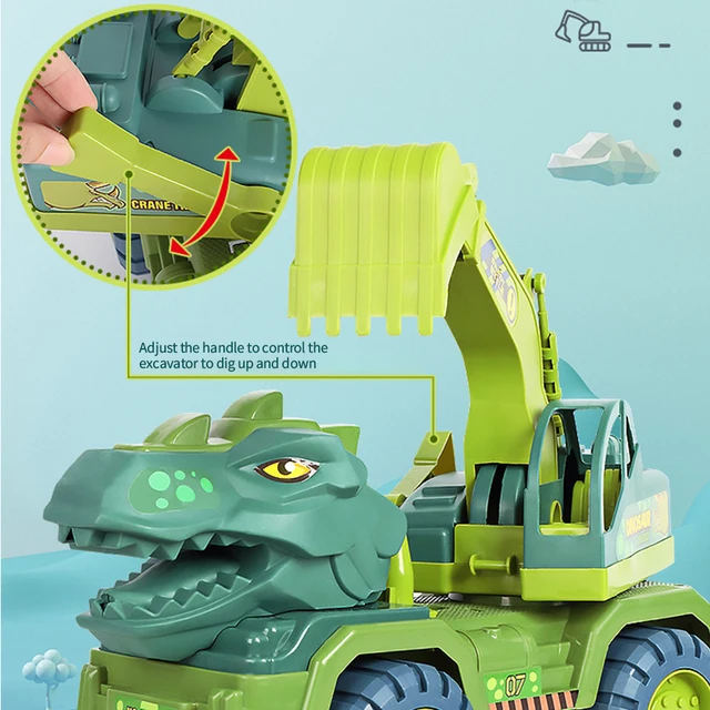 Children Dinosaur Engineering Car Toys Kids Large Size Transport Excavator Vehicles Carrier Truck Toy Pull Back Vehicle Gifts 5