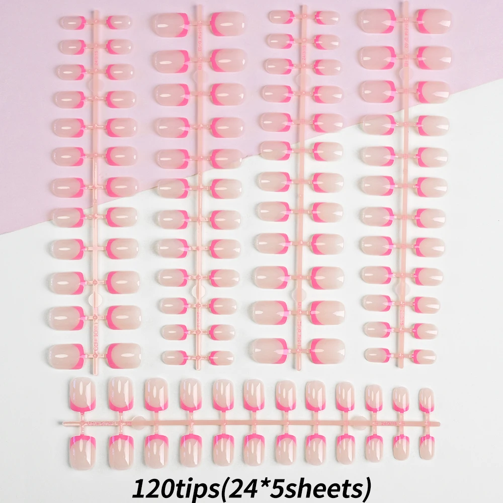 120 Stück Französische Matte Kurze Quadratische Aufdrück-Nagelspitzen Vollständige Abdeckung Weiche Gel-Kunstnägel 12 Größen für DIY Frauen Salon Falsche Fingertips – Detail 8