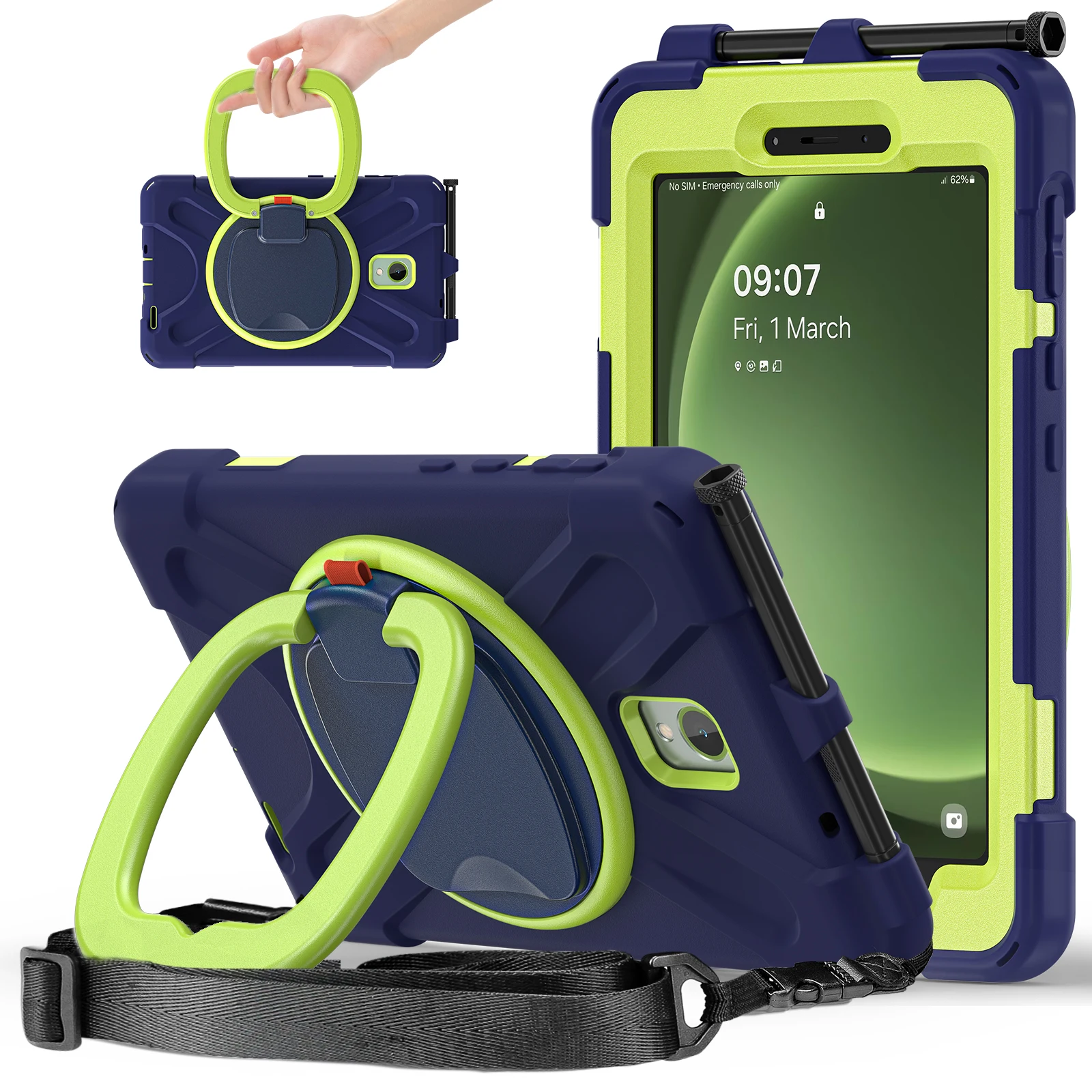 Heavy Duty Rugged Tablet Case with Shoulder Straps - Impact Resistant Cover and Holder