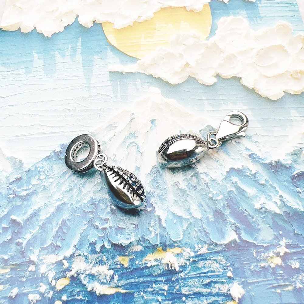 Real 925 Sterling Silver Fashion Jewelry Blue Stone Shell Pendant
