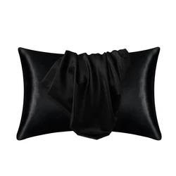Luxurious Silky Satin Pillowcase for Hair and Beauty - Comfortable Home Decor Wholesale (Black)