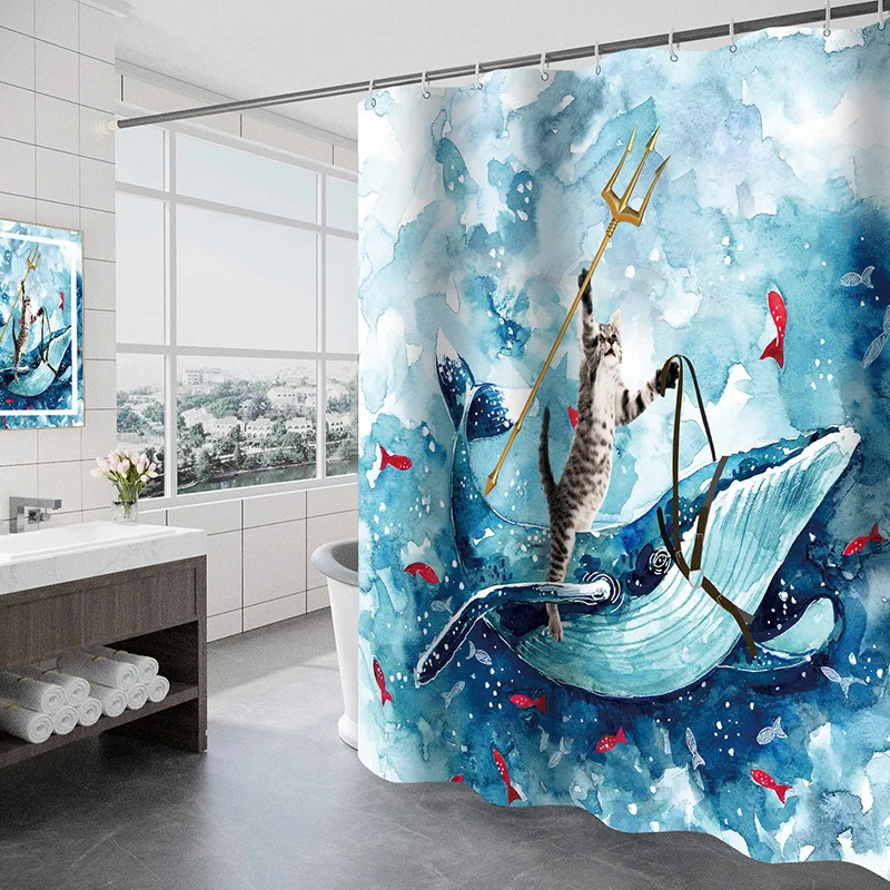 Bathroom curtain 3D digital printing, home, bathroom partition curtain, bathroom decoration, waterproof and mold resistant 4