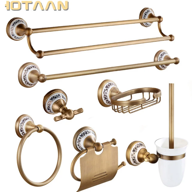 Antique Brushed Solid Brass Bathroom Accessories Sets European