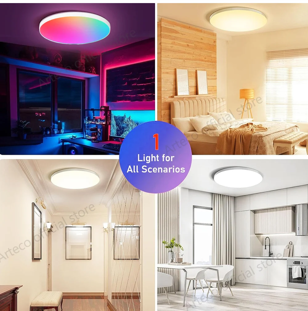 Zigbee Smart Ceiling Light Tuya Wifi Led Lights 24W RGB Dimmable Smartlife Ceiling Lamp Alexa Google Home Voice Control For Room