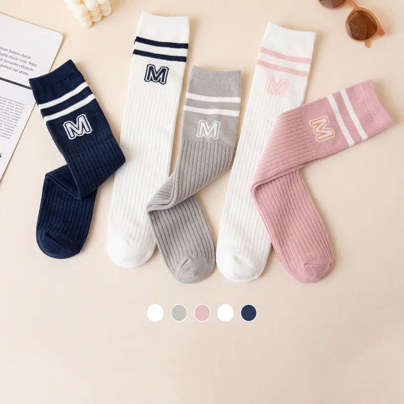 Children Socks Fashion Letter M Knee High Sock for Toddler Stocking Spring Autumn Cotton Soft