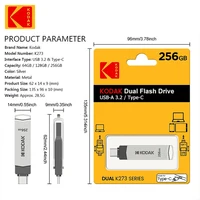 KODAK K273 Type-C USB3.2 Rotable USB Pen Drive 32GB 64GB 128GB 256GB Mobile Computer USB Flash Pen Drive 6