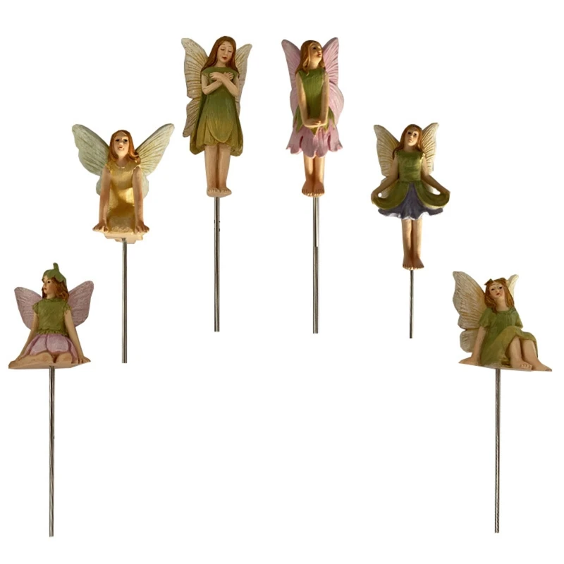 

Mini Fairy Figurines 6pcs/set Resin Garden Fairies Stakes Set Miniature Statues for Outdoor Garden Pot Plants Bonsai Decoration