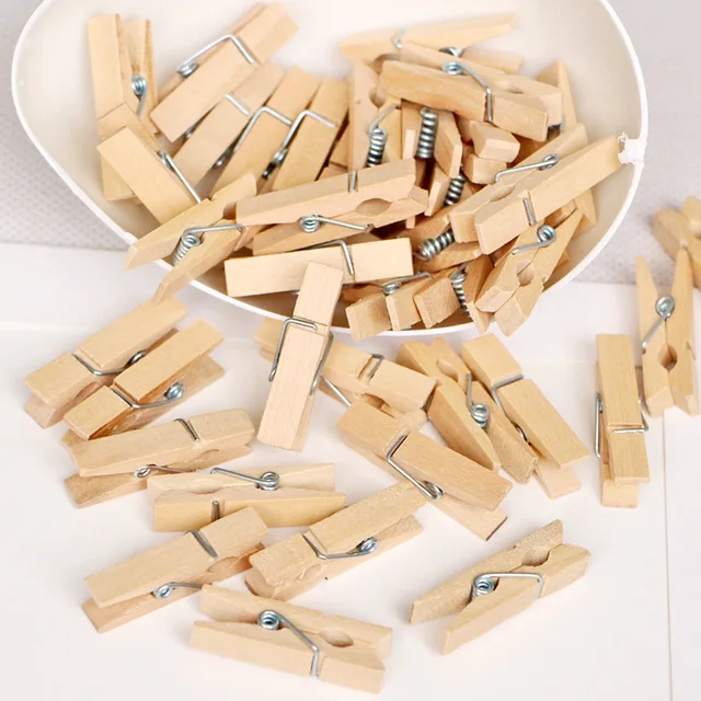 10/20/50/100 Pcs Mini 25 Mm Természetes Fából Készült Klipek Fotó Ruhacsipeszes Esküvői Parti Fa Csapok - Image 3