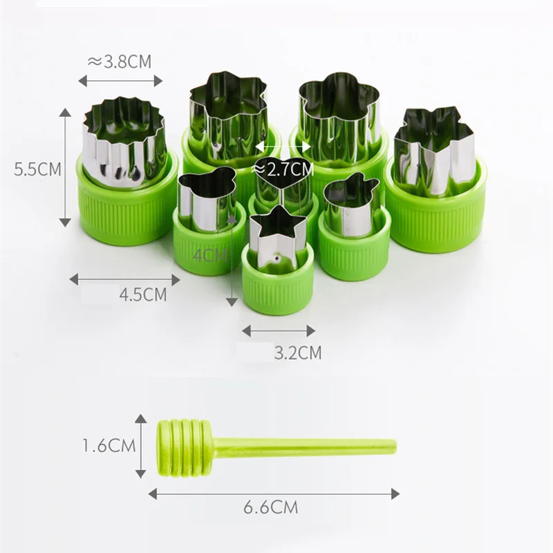 6/8/10Pcs Heart/Flower Shape Vegetables Cutter Plastic Handle Cookie Cutters Sandwiches Cutter Stainless Steel Fruit Cutting Die vegetable slicer,fruit slicer,vegetable cutter,food slicer,apple cutter