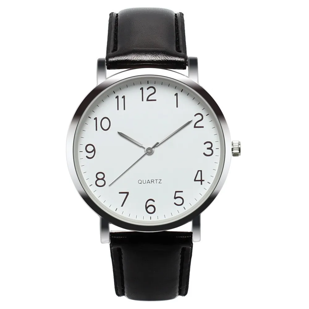 Women Watch Simple Business Analog Alloy Vintage Quartz Watch Arabic Number Strap Minimal Round Dial Classic Black Leather Strap 4