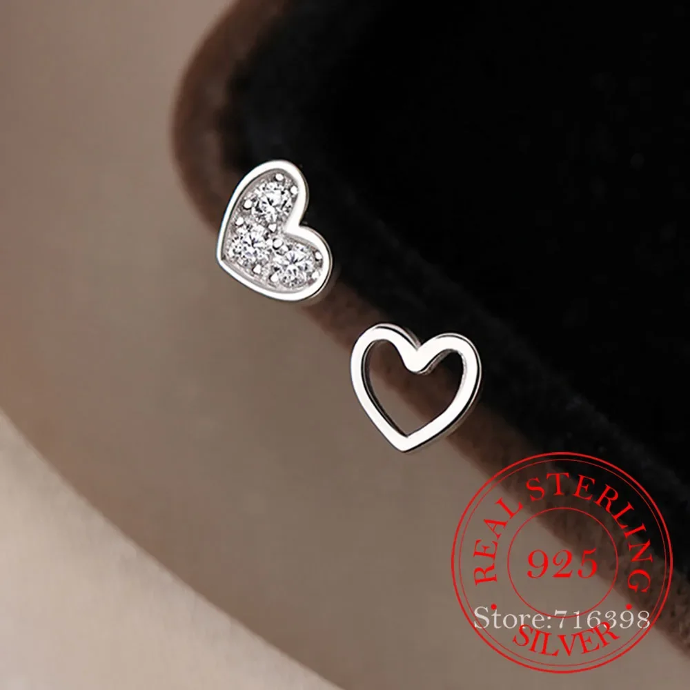 

Original 925 Sterling Silver Cute Crystal Love Heart Stud Earrings For Women 2023 Wedding Party Jewelry Gift Female Pendientes