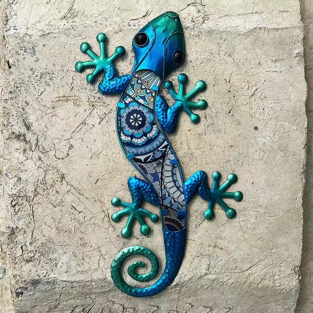 Metal Lizard Gecko Wall Art Otthoni Kerti Dekoráció Kültéri Szobrokhoz Szobrok És Figurák Miniatűr Díszek Hátsó Udvar - Image 5