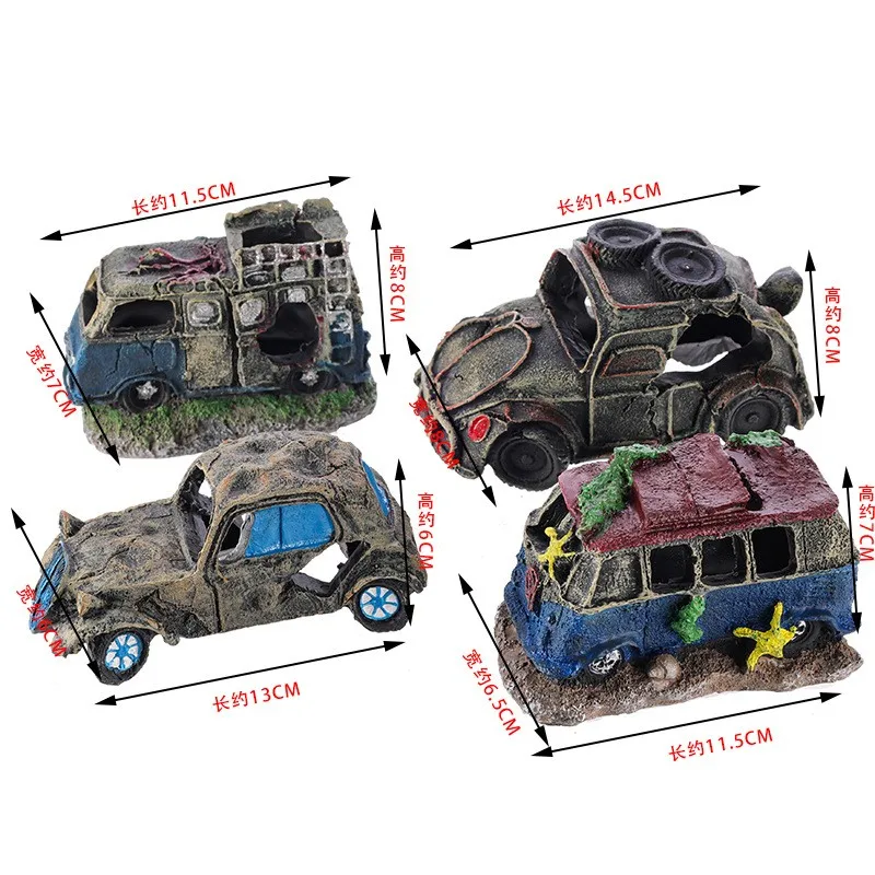 Aquarium Decoration Decorative Ornaments Resin Broken Bus Fish Tank Decoration Simulation Decorative Rocks Fish Tank Accessories fish tank ornaments fish tank decorations aquarium ornaments mini landscape ornaments glowing rocks