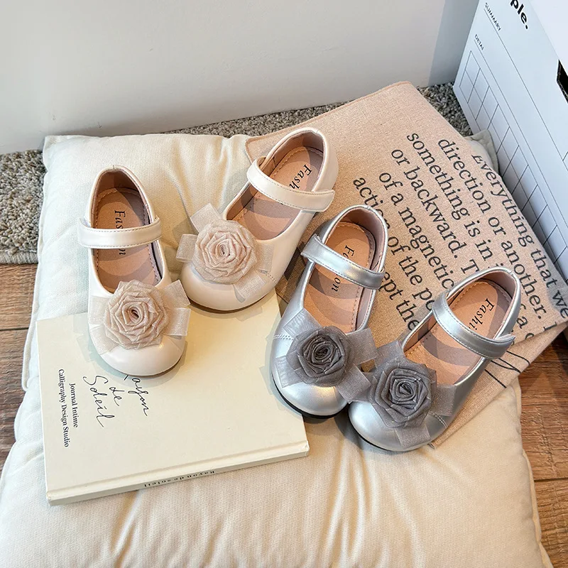 Girls Party Dance Shoes Flower Performance Children Small Leather Shoes Soft Comfortable Baby Kids J345