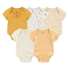 New Born Bodysuits Unisex 5Pieces Baby Girl Clothes Solid Color Cotton Baby Boy Clothes Set Cartoon Print Summer Bebes 4