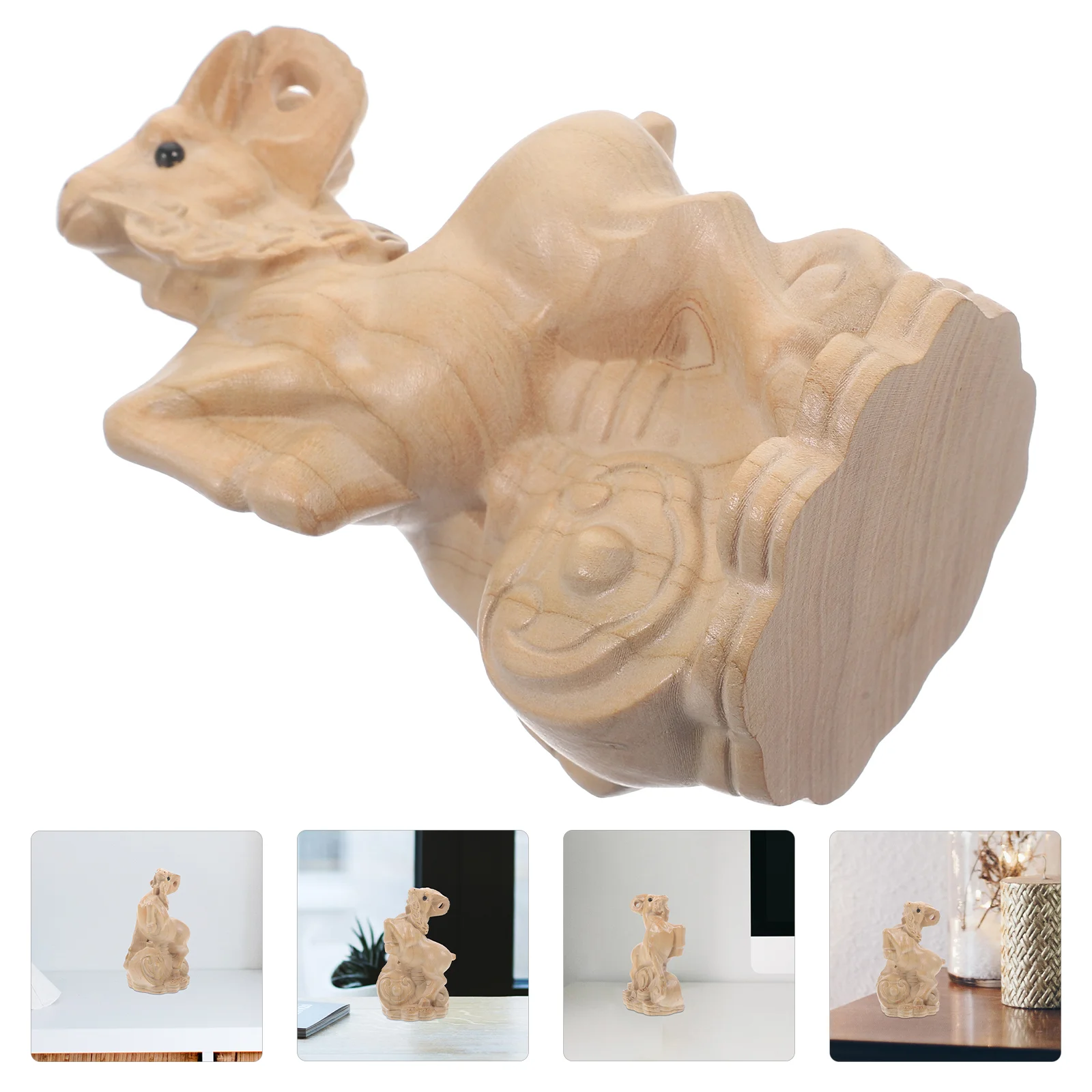 

Zodiac Ornaments Wood Decor Household Carving Sheep Sculpture Desk Decoration Miniature Figurine Statue Animal