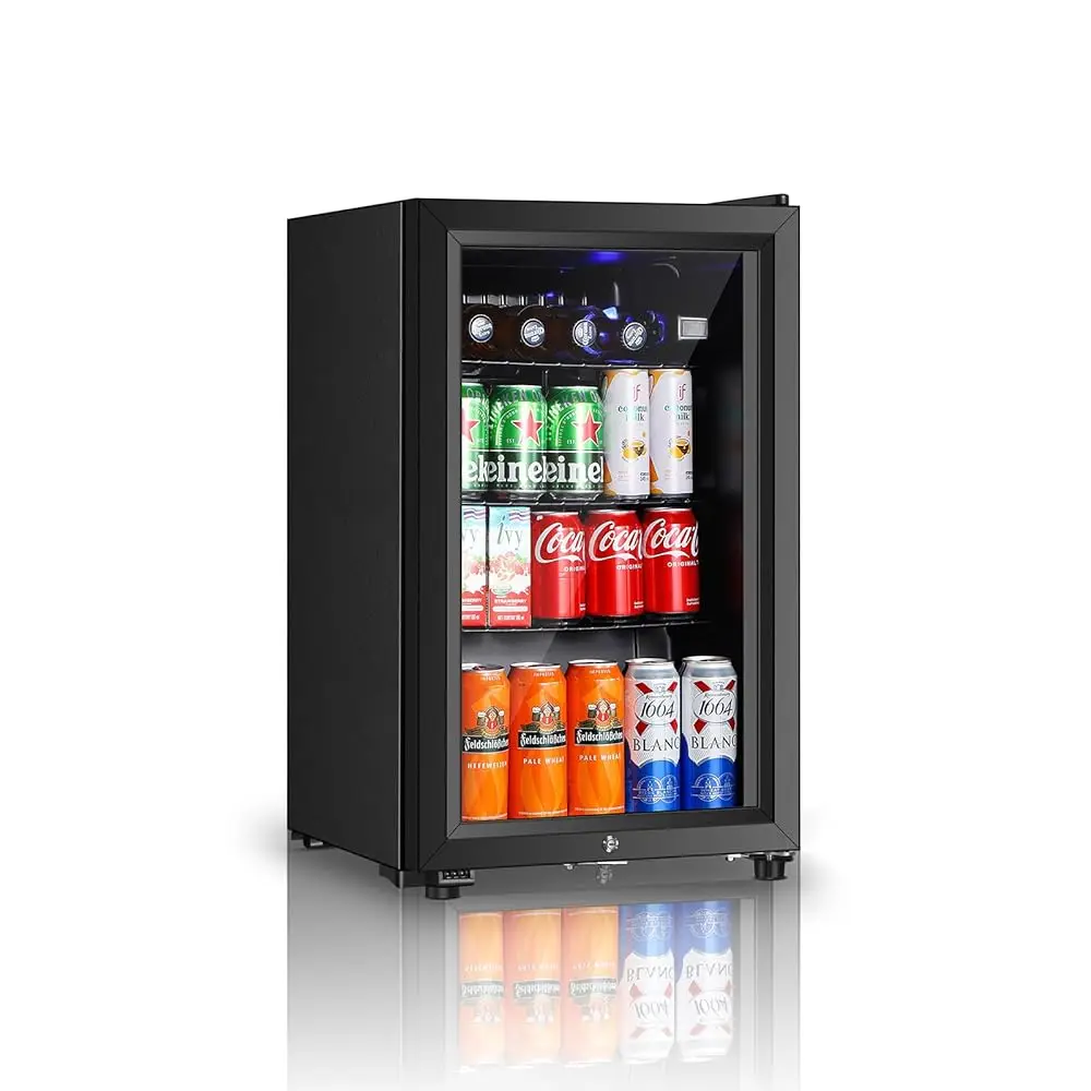 Beverage Refrigerator, 2.3Cu.Ft Mini Fridge With Double Glass Door, Cooler For Soda, Beer Or Wine For Home, Office Or Bar With 1 Beverage Refrigerator, 2.3Cu.Ft Mini Fridge With Double Glass Door, Cooler For Soda, Beer Or Wine For Home, Office Or Bar With 1