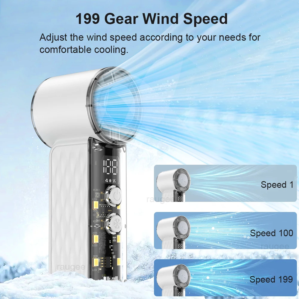Mini Handheld Portable Refrigeration USB Rechargeable Personal Fans With LED Light 199 Speed For Outdoor Cooling Fan_voghion.com