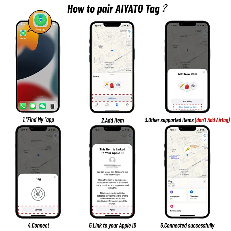 AiYaTo Mini GPS Tracker Bluetooth-compatible Itag Global Positioning Finder Anti