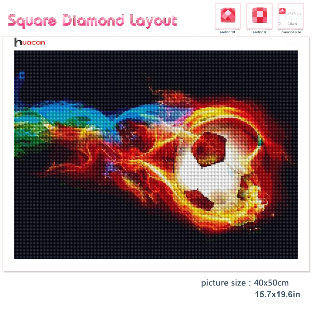 Huacan Diamond Painting New Collection Fantasy Football 5d Diy Embroidery Mosaic Fire Sports Square/round Home Decor