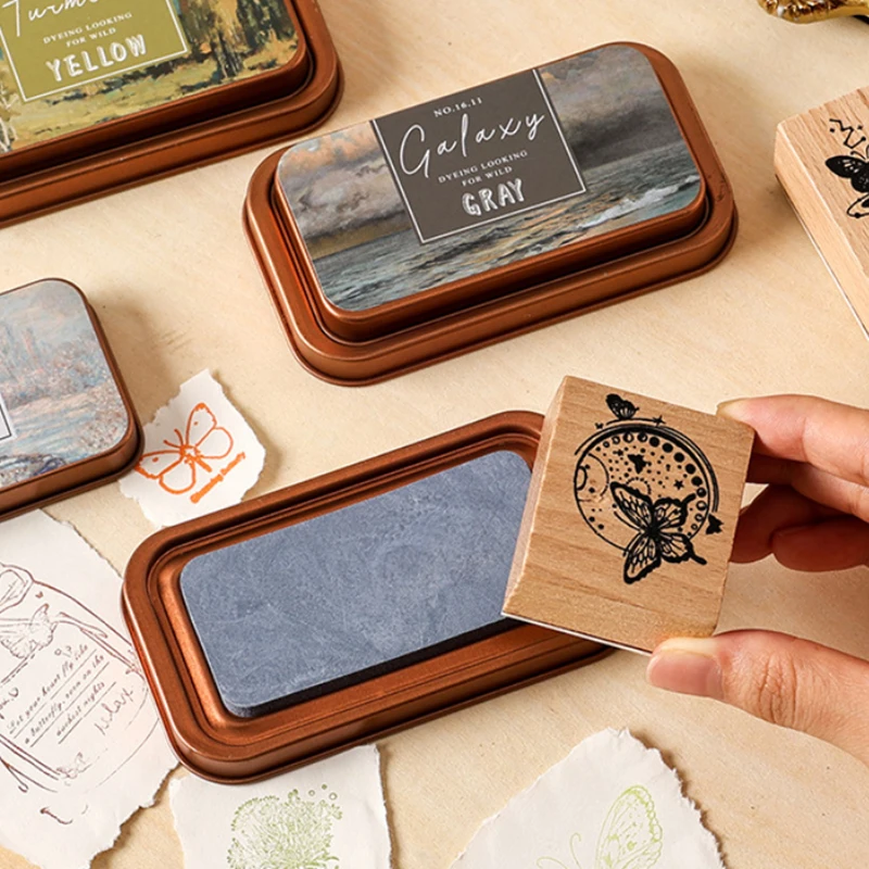 Exquisite Retro Iron Box Solid Color Neutral Inkpad