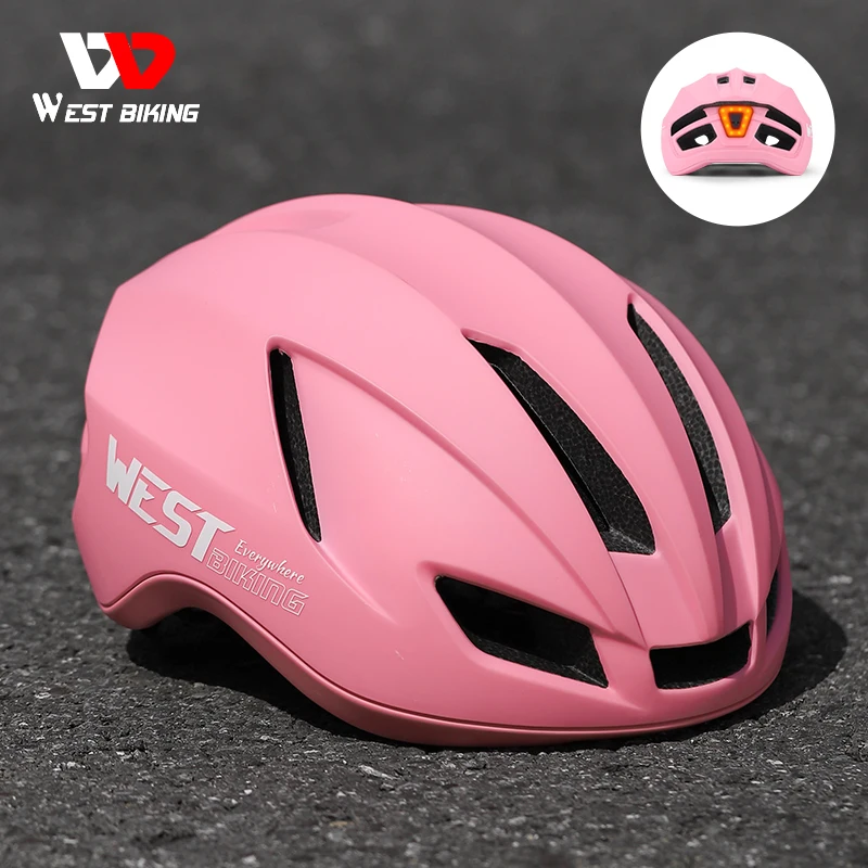 

WEST BIKING Ultralight Cycling Helmet With Taillight Safe Helmet Women Men MTB Road Bike Aero Helmet Bike Hat Cycling Equipment