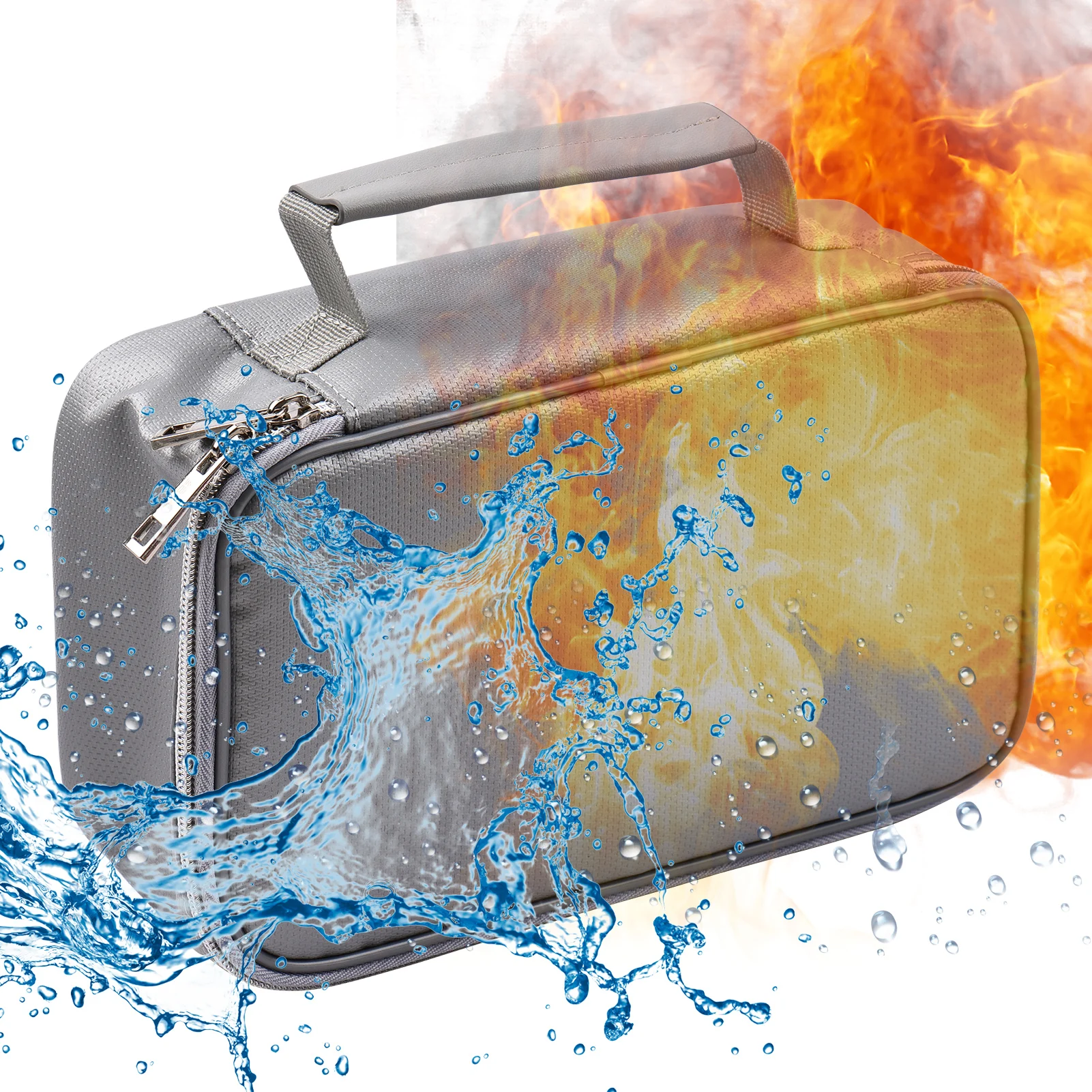 Fireproof File Document Bag Safety Organizer Zipper Closure Fire & Water Resistant Money Pouch Multi-Layer Card Case