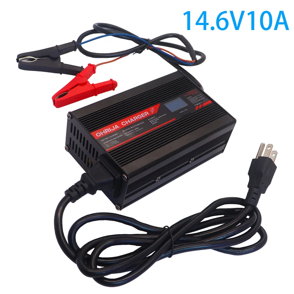 Ohrija 14.6V 10A Caricabatterie Per Display Oled Custodia In Alluminio Intelligente È Adatto Per Batteria Lifepo4 4S 12.8V Display Oled Caricabatterie