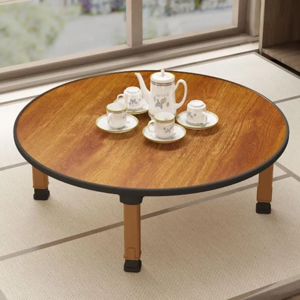 Folding Round Japanese-Style Tea Coffee Table Low Table, Foldable Dining Table, Study Table, Small Desk