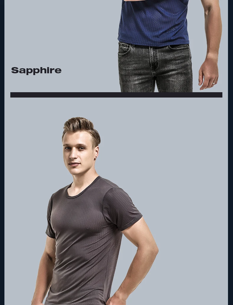 Ice Mesh Eye T-Shirt Herren Mesh atmungsaktives Mesh Hohl Sport Fitness Sommer schnell trocknen lose V-Ausschnitt Tide Mesh Kurzarm – Detail 13