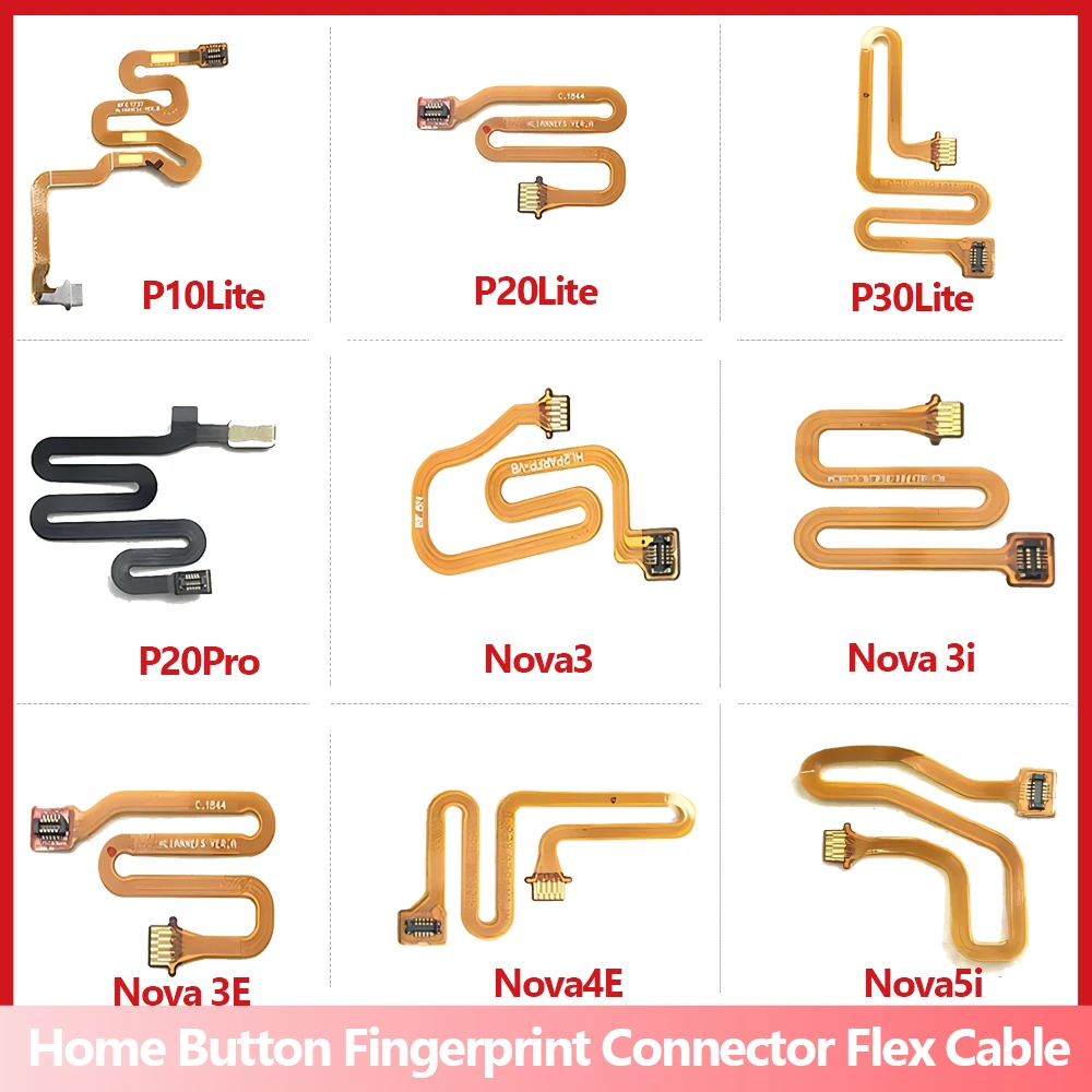 

100% New For Huawei Nova 3 3i 4 4e 5 5i Pro P10 P20 Pro P30 Lite Home Button Fingerprint Touch Id Sensor Connector Flex Cable