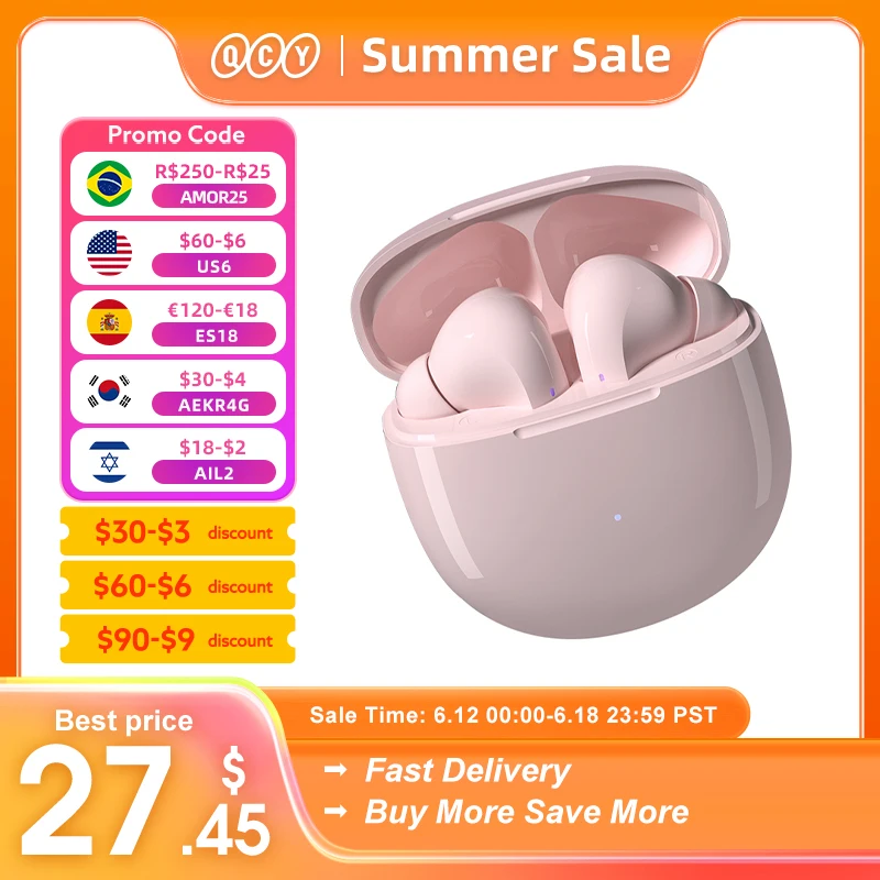 QCY T18 Wireless Earbuds Multipoint Connection Headphones QCC3050