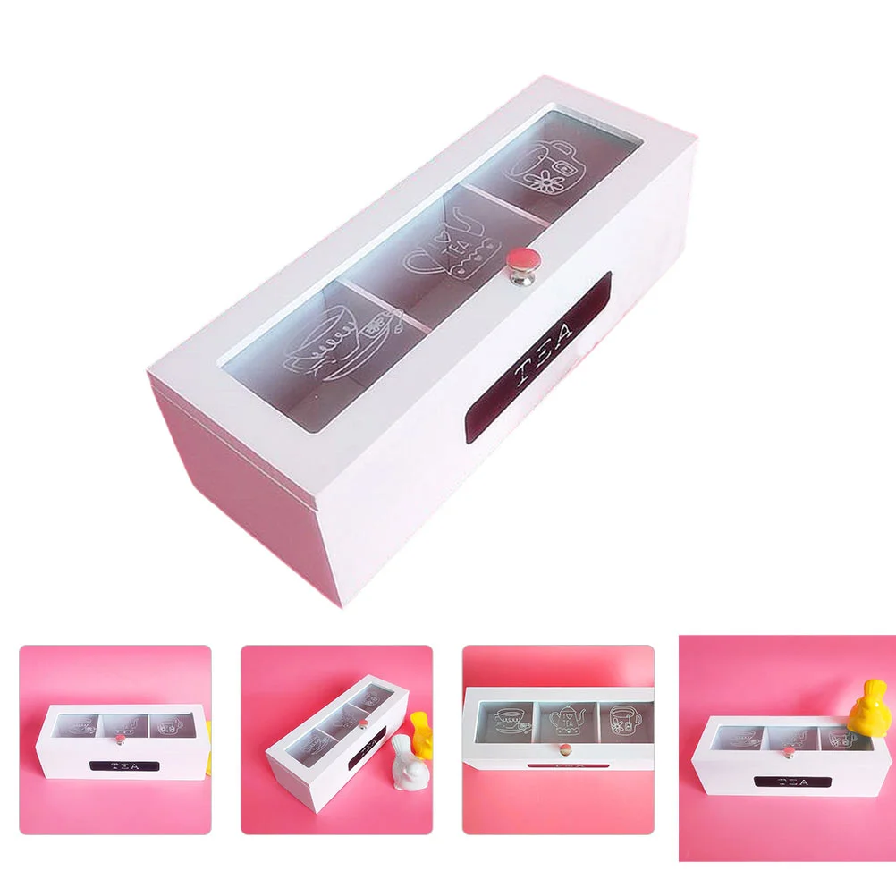 

1Pc Tea Sugar Coffee Bags Storage Box Creative Wooden Hotel Homestay Tea Bag Box (White)