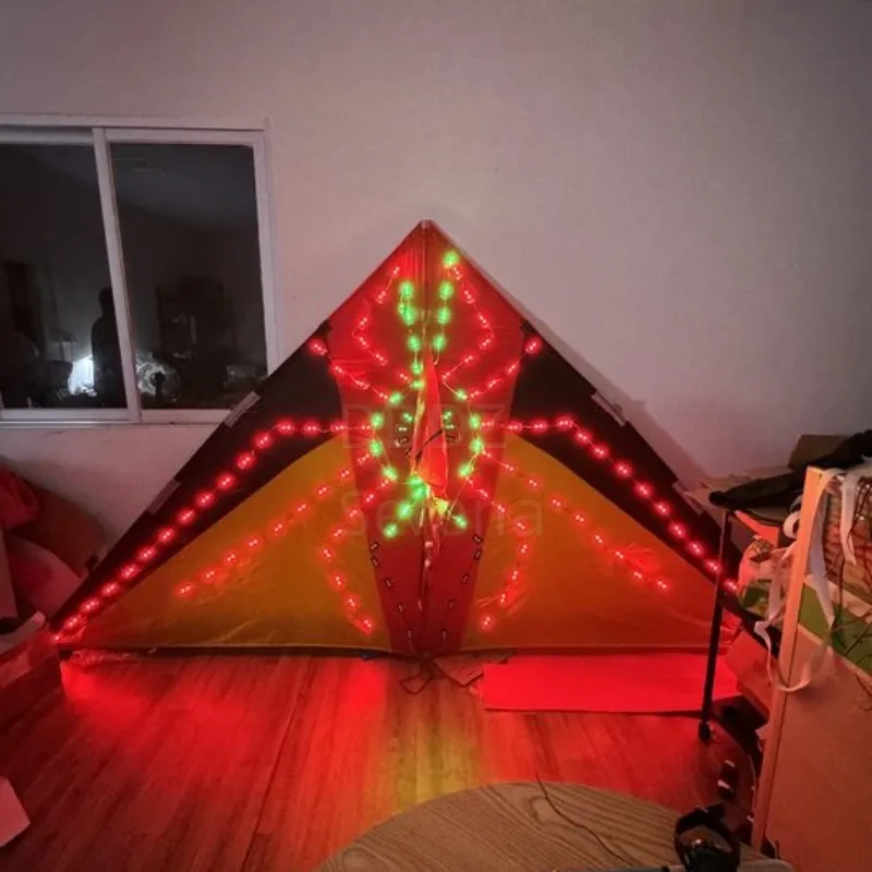 3 SQM delta LED spider red/black/yellow base 544 fabric ripstop umbrella cloth  kite with 10m tubing tails in surper high bright 6