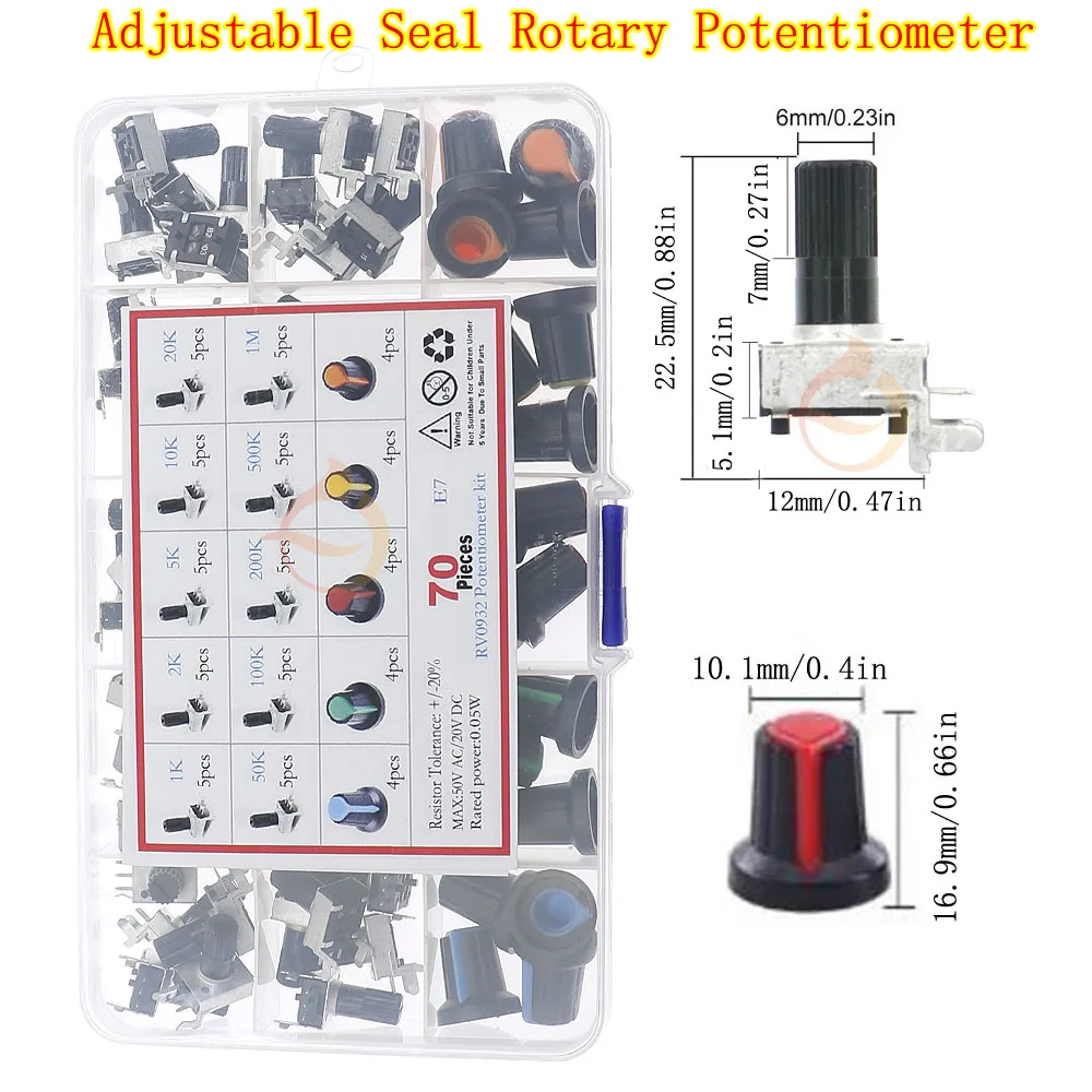 3Pin 5Pin 6Pin Trimmer Potentiometer Kit Single Dual Potentiometer Kit B1K 2K 5K10K 20K 50K 100K 250K 500K 1M