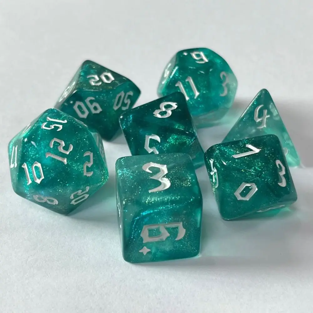 Dice Set 7Pcs Multifaceted Digital Acrylic Table Game Opaque Polyhedral For DND Tabletop Role-Playing Game Gift